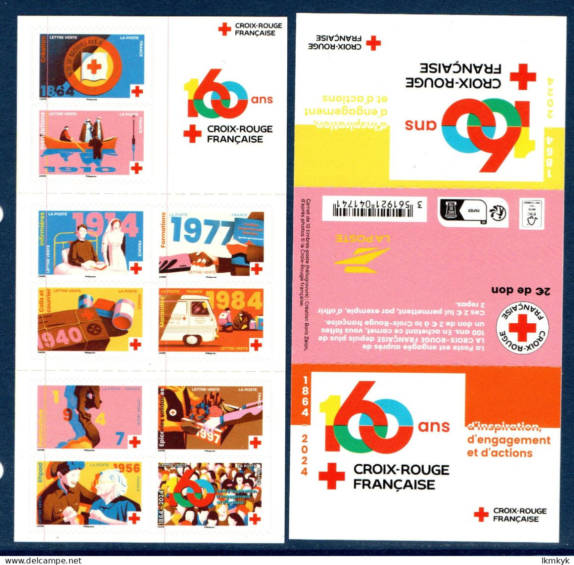 France 2024.Carnet 160 Ans Croix Rouge Française.** - Red Cross