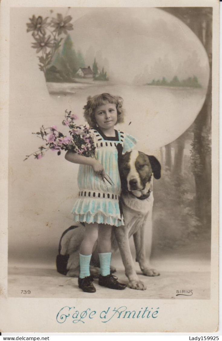 Une Jeune Fille Avec Son Grand Chien Gage D'amitié  Young Girl With Her Big Dog Belle Photo Beautiful   2 Scans - Portretten