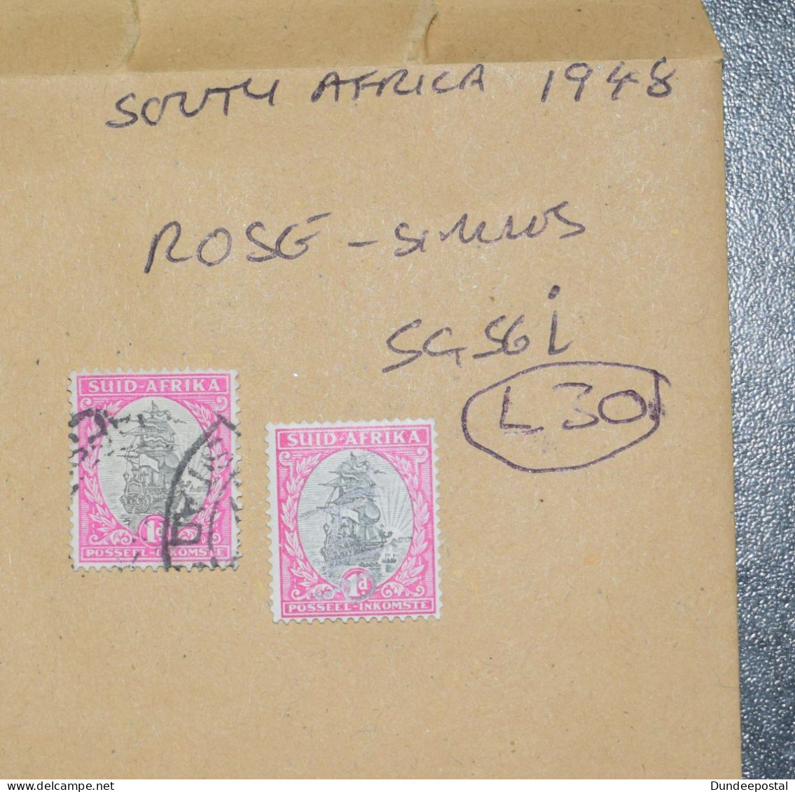 SOUTH AFRICA  STAMPS Drommedaris Ship 1d  1948  L30  ~~L@@K~~ - Used Stamps