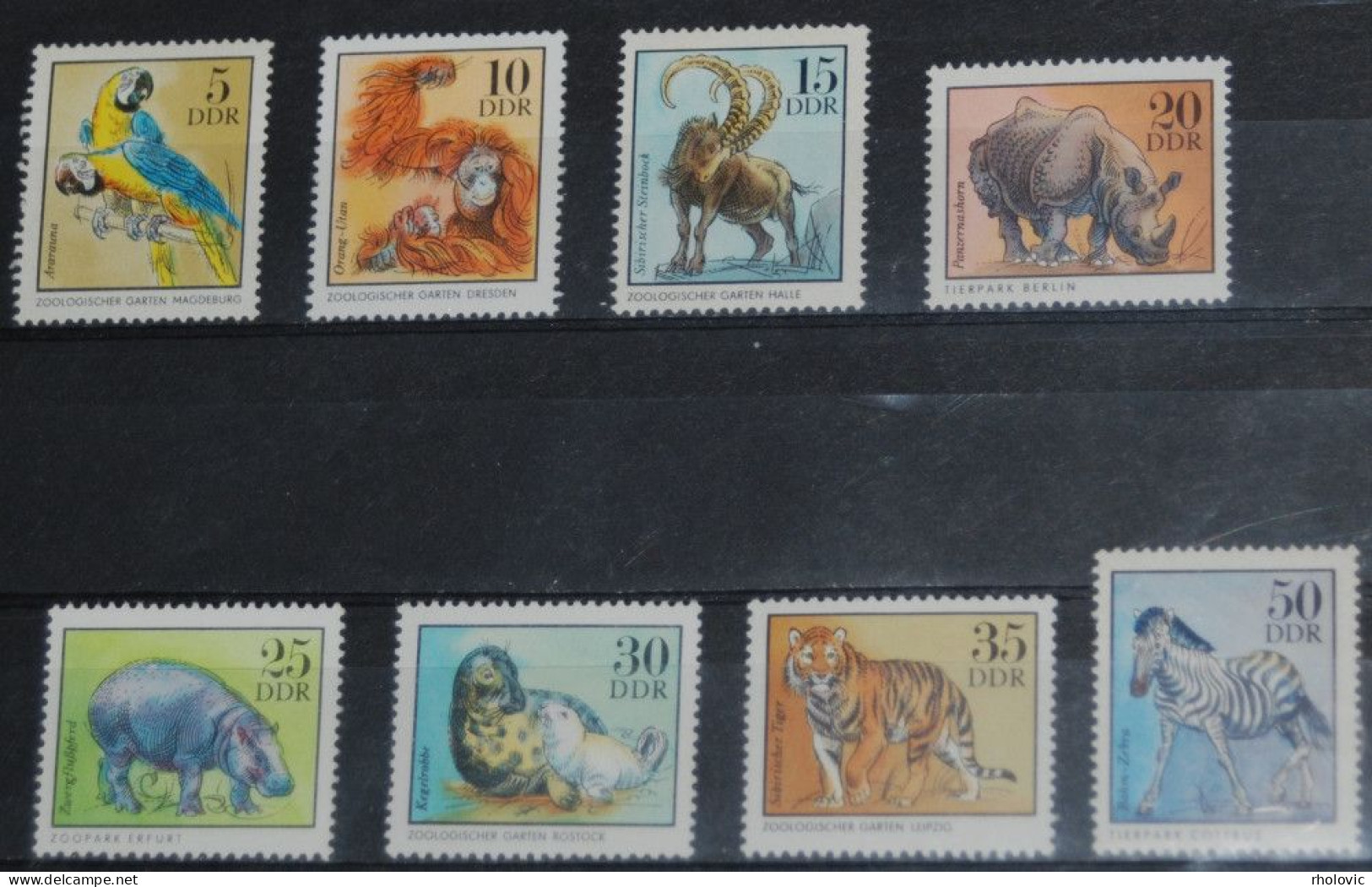 GERMANY DDR 1975, Parrots, Rhino, Tiger, ZOO, Animals, Fauna, Mi #2030-7. MNH** - Autres & Non Classés
