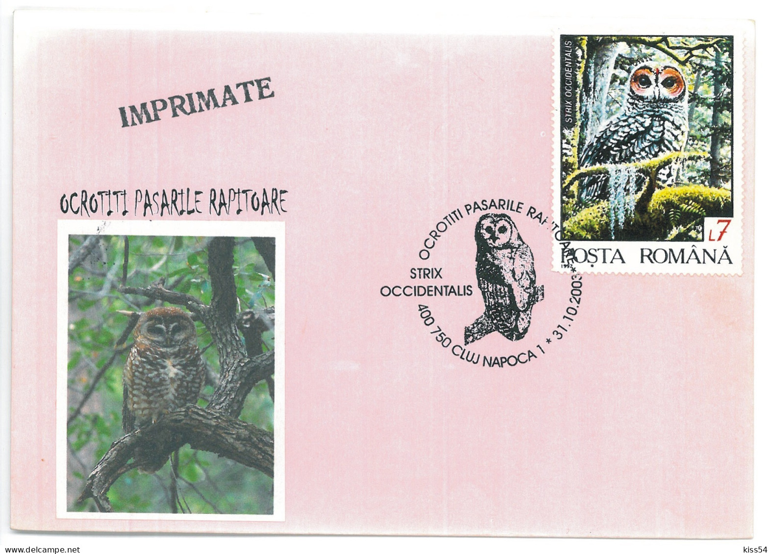 COV 995 - 3139 OWLS, Romania - Cover - Used - 2003 - Lettres & Documents