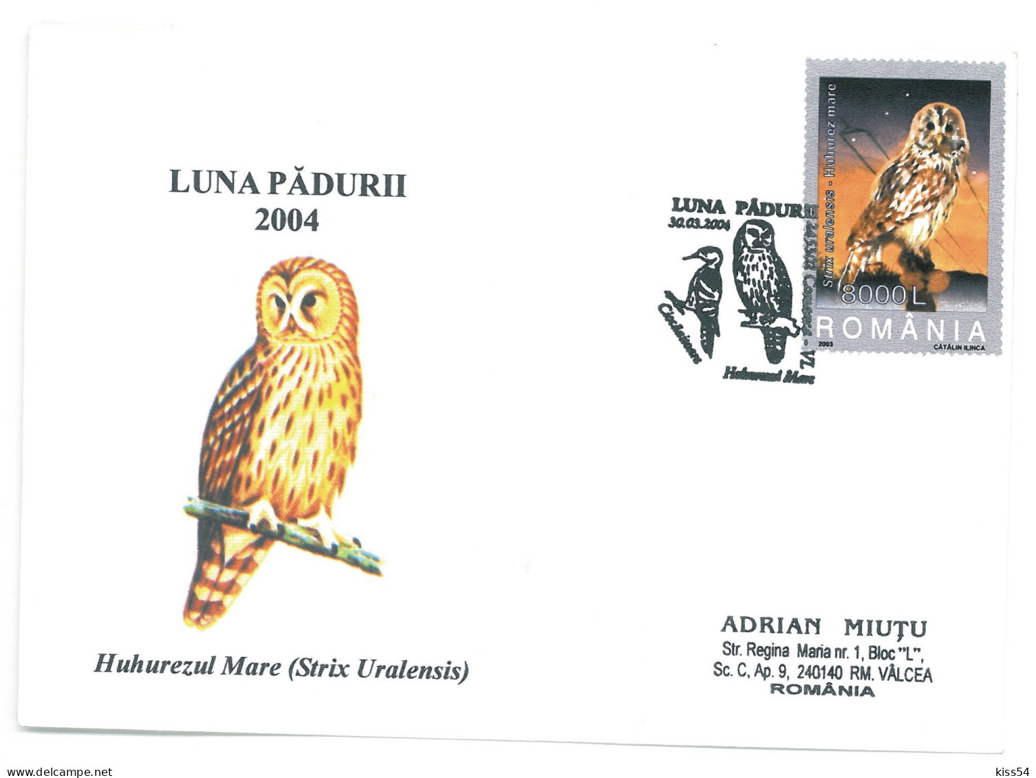 COV 995 - 3113 OWLS, Romania - Cover - Used - 2004 - Covers & Documents