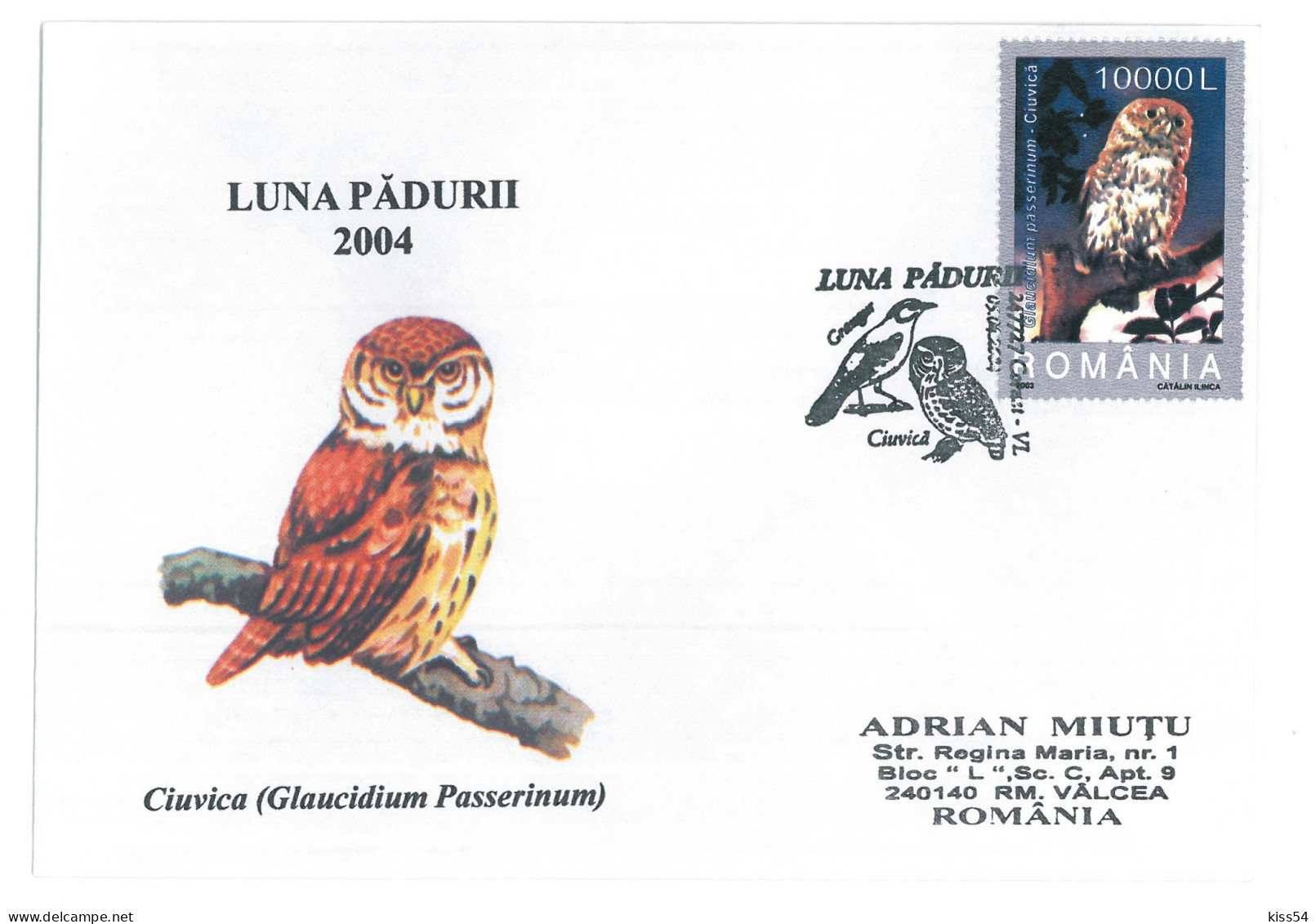 COV 995 - 3116 OWLS, Romania - Cover - Used - 2004 - Covers & Documents