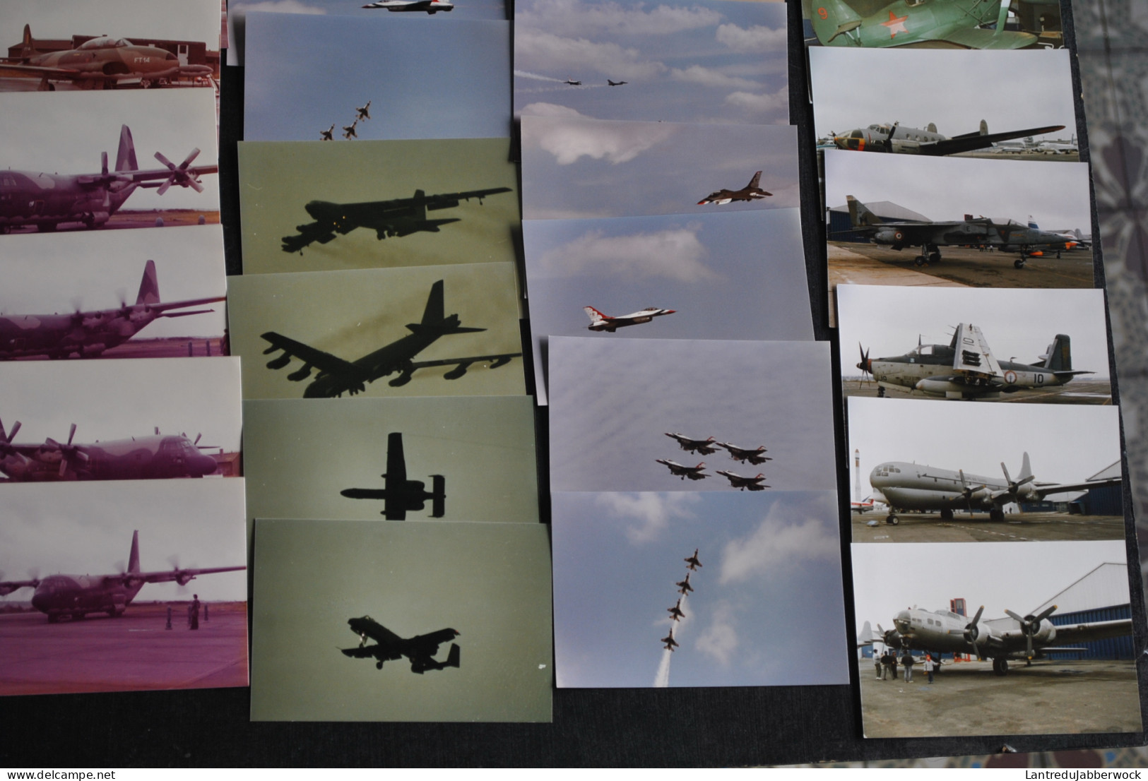 Lot de 152 photos en couleurs (12.5 x 8.5 cm) Avions à identifier Aviation Militaire Chasse meeting aérien civile Sabena