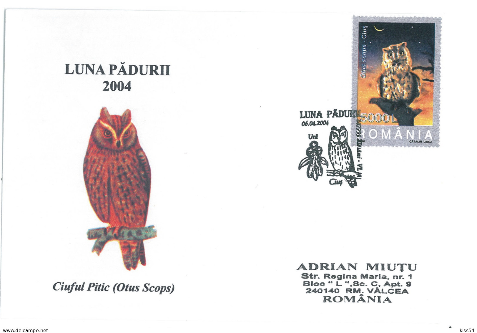 COV 995 - 3117 OWLS, Romania - Cover - Used - 2004 - Lettres & Documents