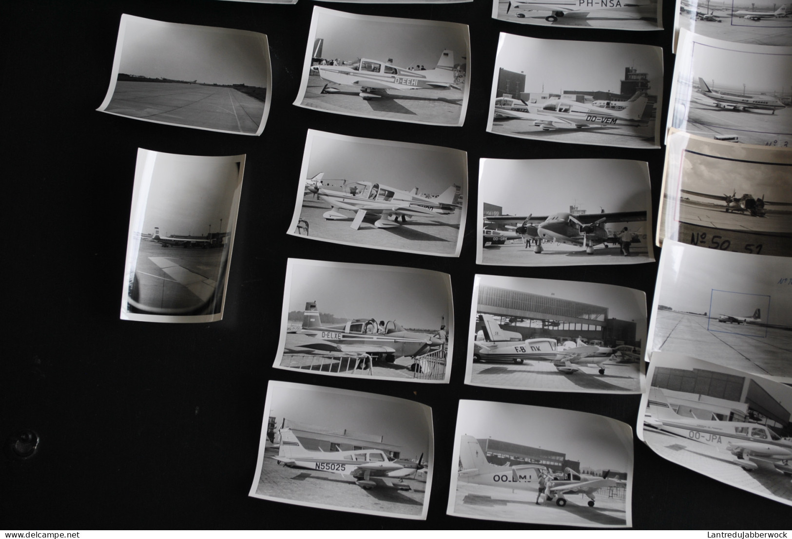 Lot de 119 photos N&B 13 x 9 cm Avions à identifier Aviation Militaire Chasse meeting aérien civile aérodrome Sabena