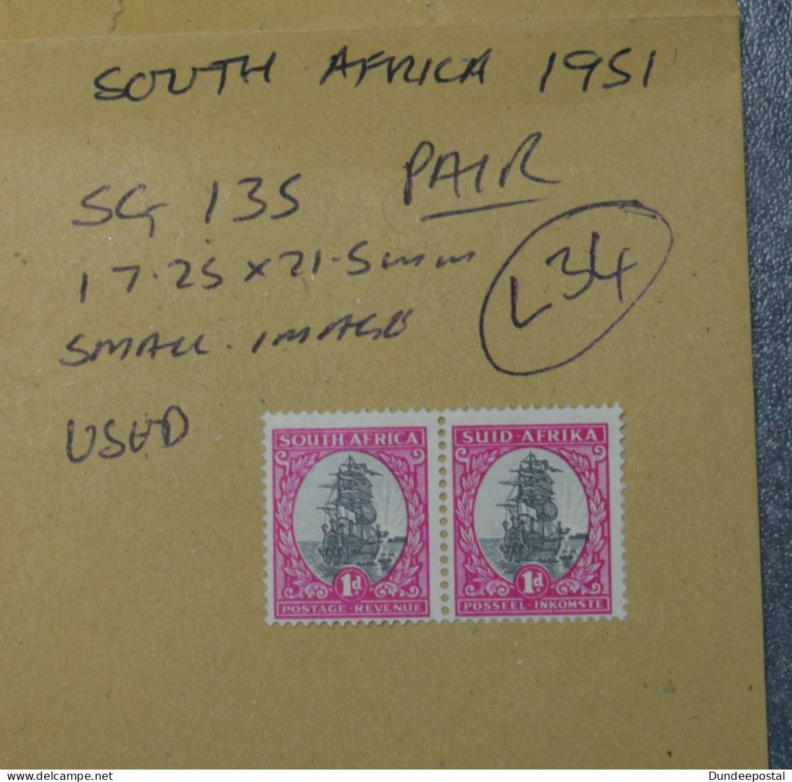 SOUTH AFRICA  STAMPS Drommedaris Ship 1d  1951  L34  ~~L@@K~~ - Used Stamps