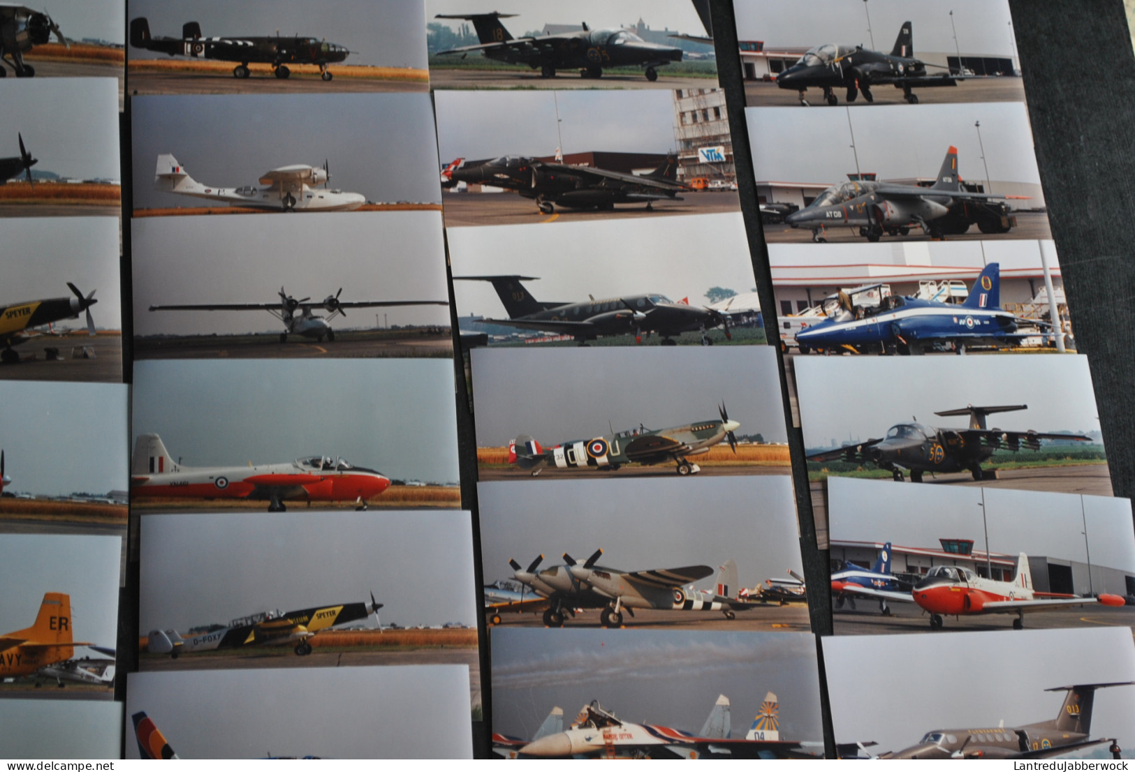 Lot de 94 photos en couleurs (15 x 10 cm) Avions à identifier Aviation Militaire Chasse meeting aérien civile Sabena