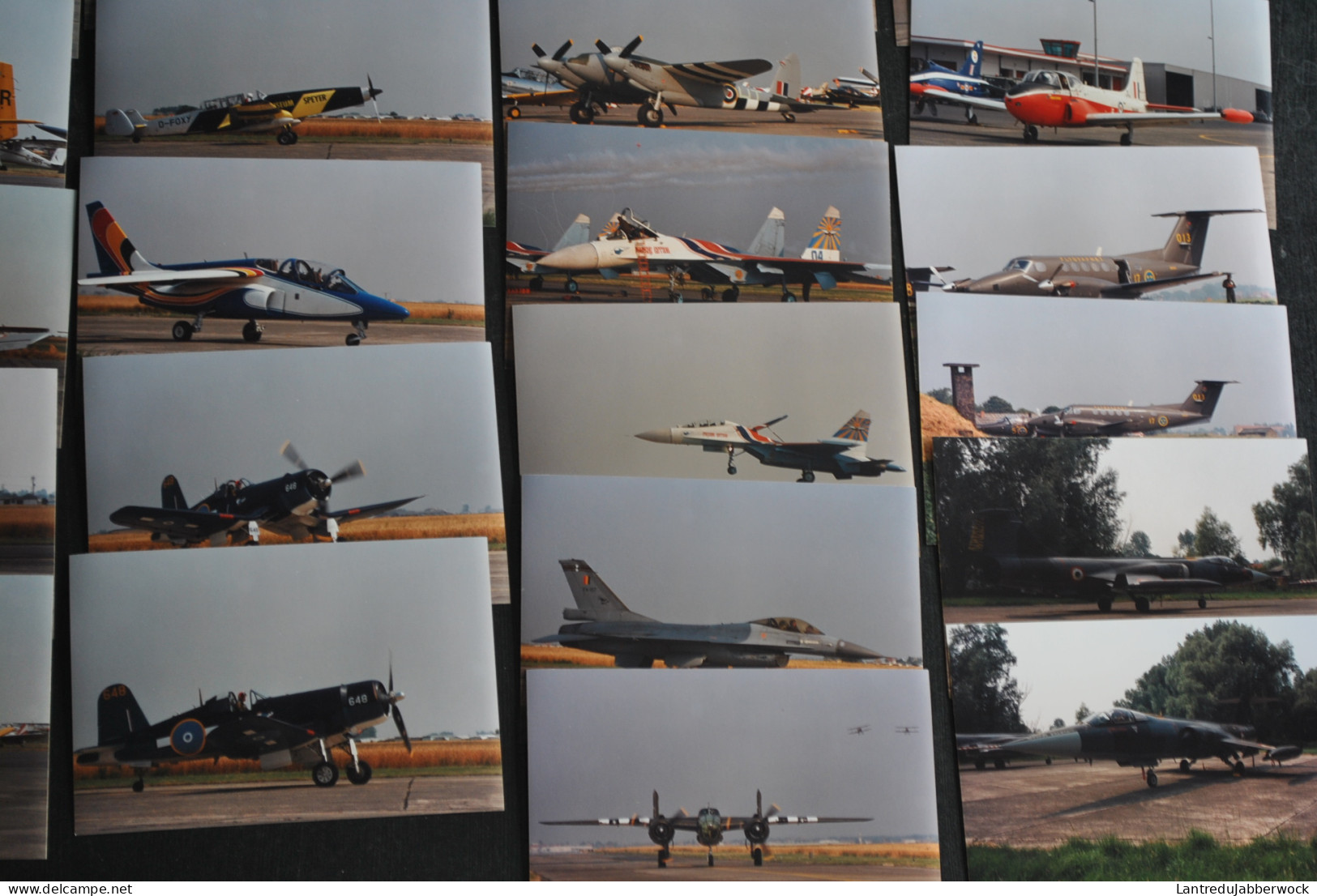 Lot de 94 photos en couleurs (15 x 10 cm) Avions à identifier Aviation Militaire Chasse meeting aérien civile Sabena
