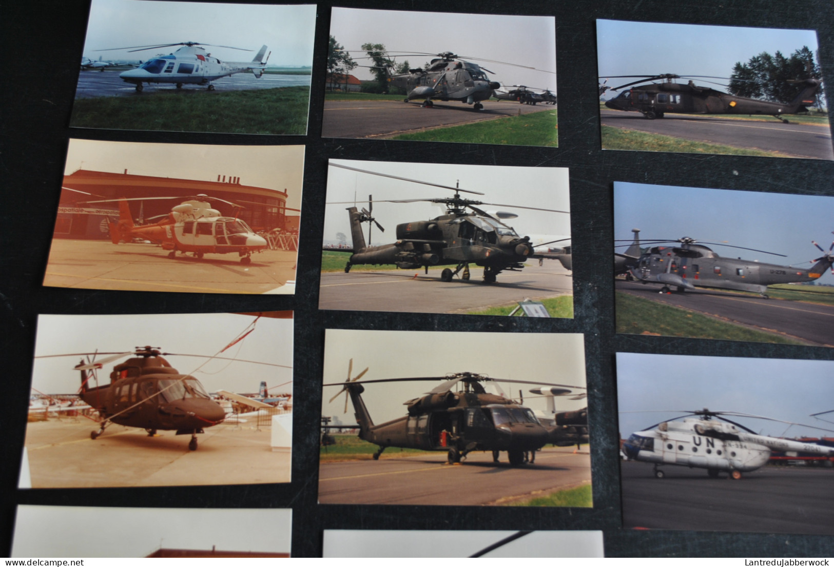 Lot De 20 Photos Couleurs (15 X 10 Cm) Hélicoptères à Identifier Aviation Militaire Chasse Meeting Aérien Civile Sabena - Luftfahrt