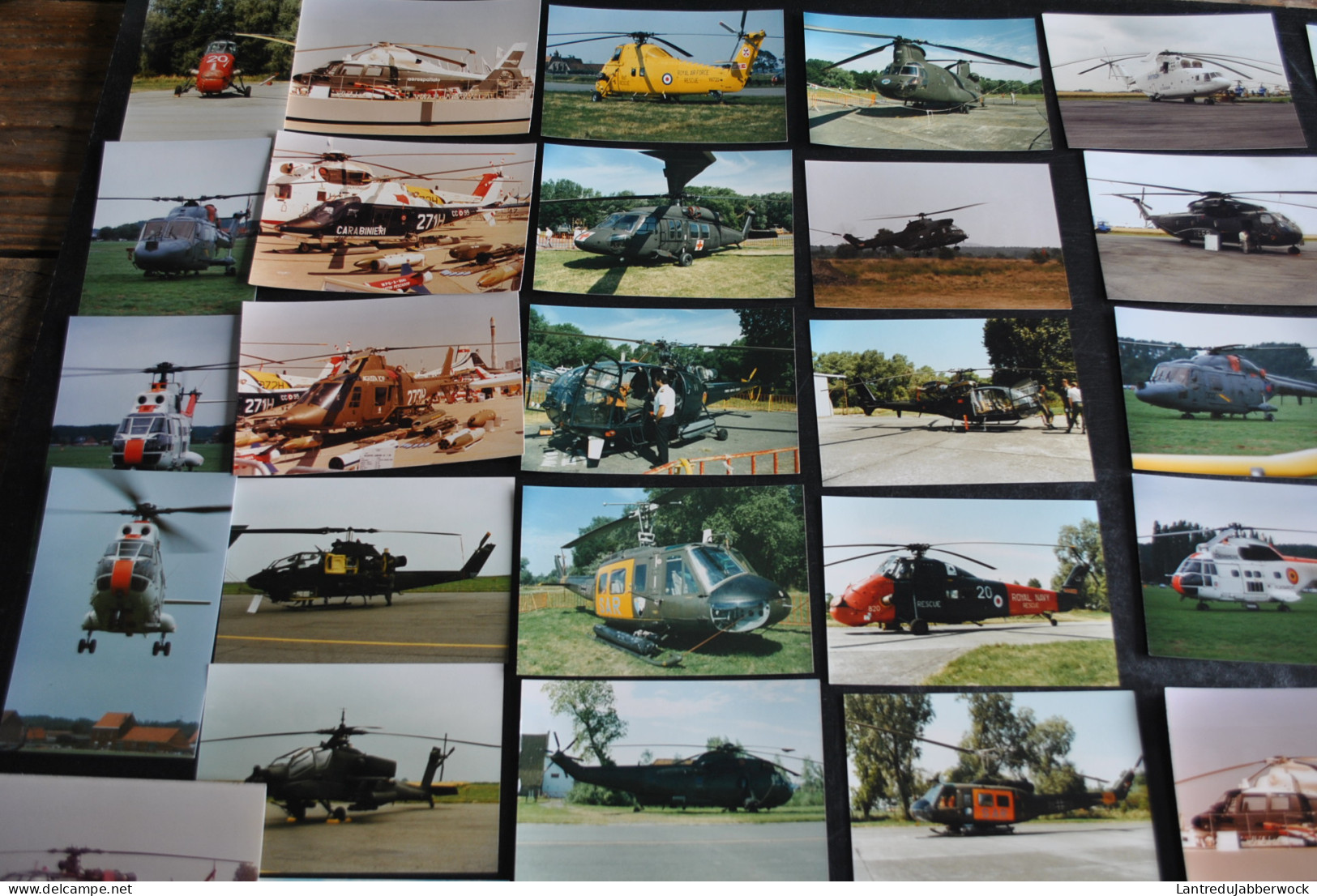 Lot De 49 Photos Couleurs 12.5 X 8.5 Cm Hélicoptères à Identifier Aviation Militaire Chasse Meeting Aérien Civile Sabena - Luchtvaart