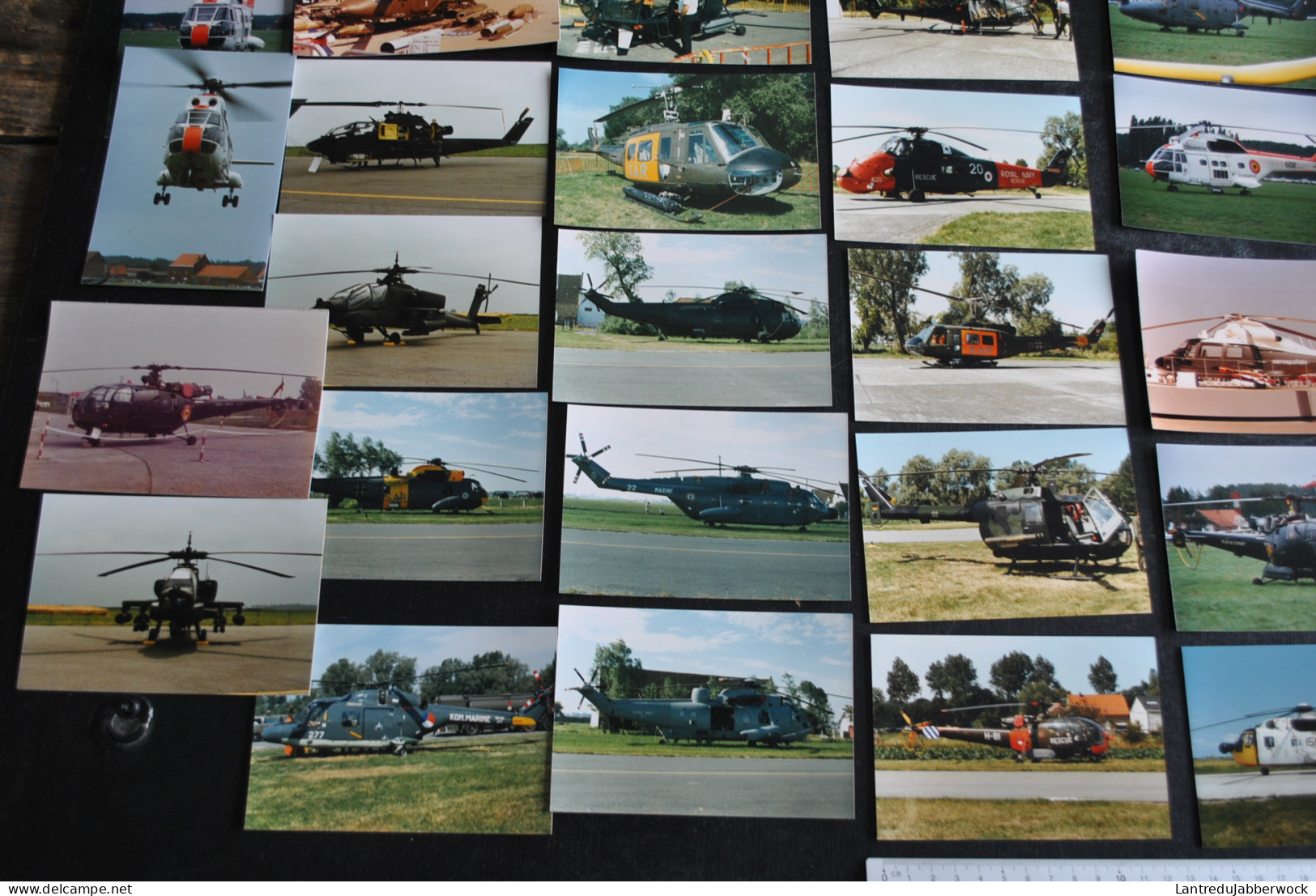 Lot De 49 Photos Couleurs 12.5 X 8.5 Cm Hélicoptères à Identifier Aviation Militaire Chasse Meeting Aérien Civile Sabena - Aviazione