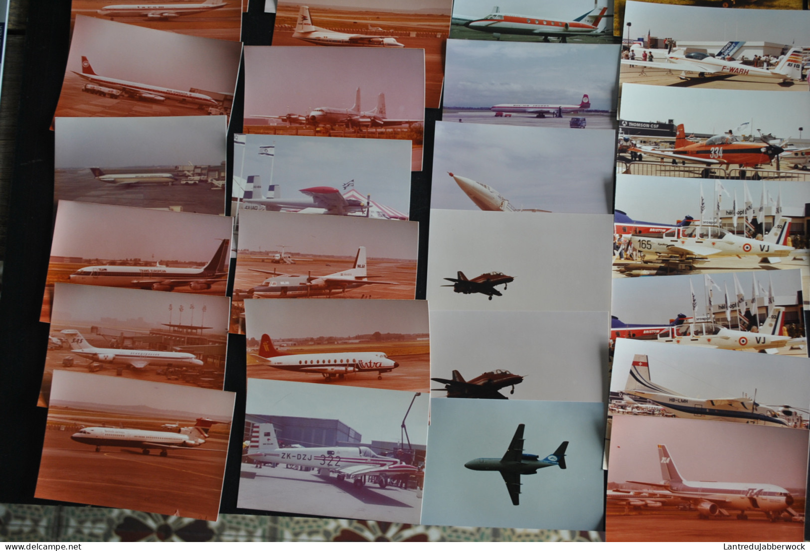 Lot de 78 photos en couleurs 12.5 x 8.5 cm Avions à identifier Aviation civile meeting aérien militaire aérodrome Sabena
