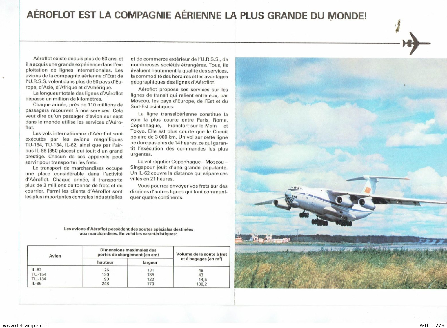 Dépliant Publicitaire Aéronautique Compagnie AEROFLOT Transport De Fret 1985 - Other & Unclassified