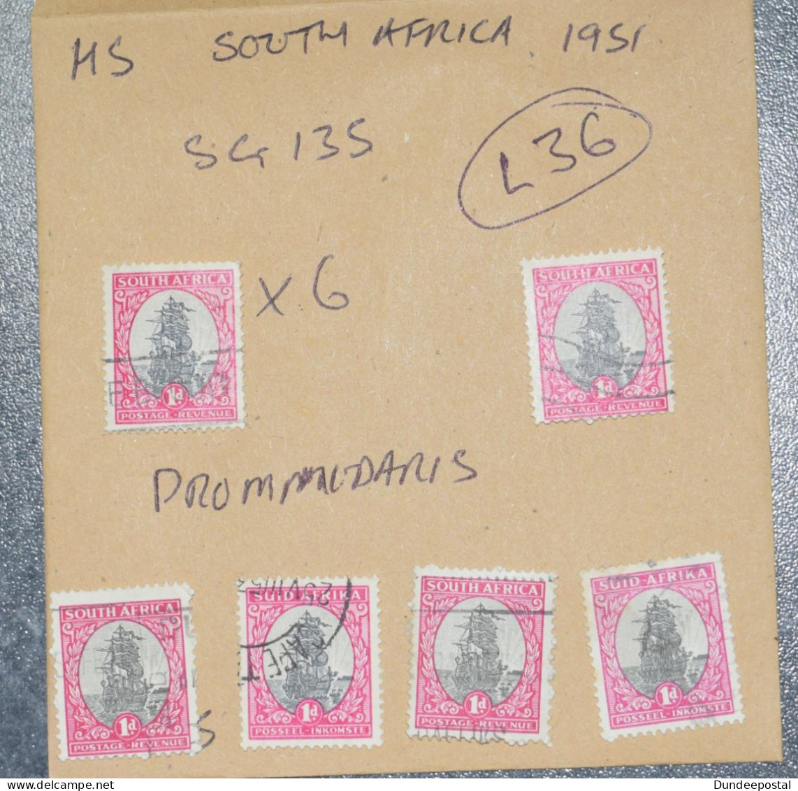 SOUTH AFRICA  STAMPS Drommedaris Ship 1d  1951  L36  ~~L@@K~~ - Usados