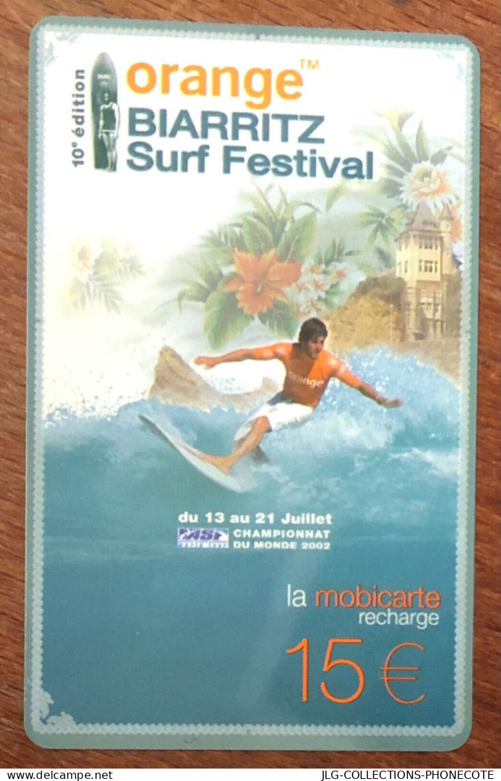 BIARRITZ SURF MOBICARTE ORANGE SPÉCIMEN MBC MOBI GSM SCHEDA TARJETA PHONE CARD PREPAID PREPAYÉE CALLING CARTE TELECARTE - Mobicartes (recharges)