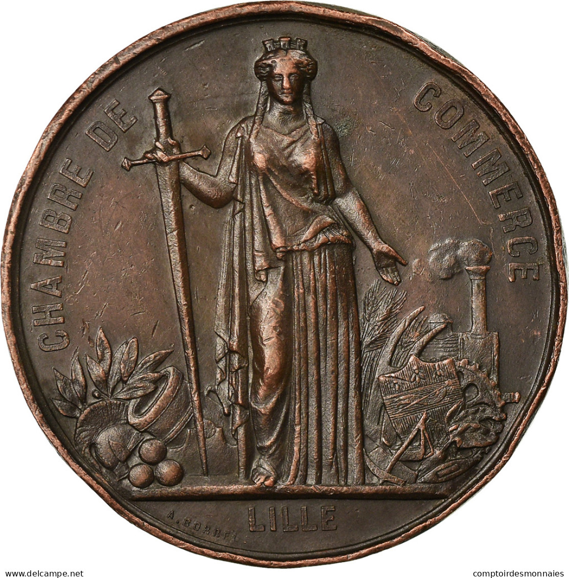 France, Médaille, Napoléon III, Visite De La Chambre De Commerce De Lille - Andere & Zonder Classificatie