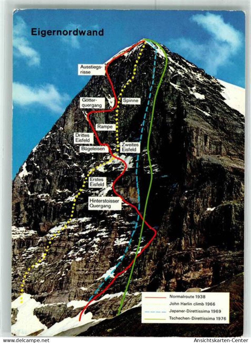 39435706 - Vogelschau Eigernordwand Huettenstempel Verlag Suter Nr.19457 - Alpinismus, Bergsteigen