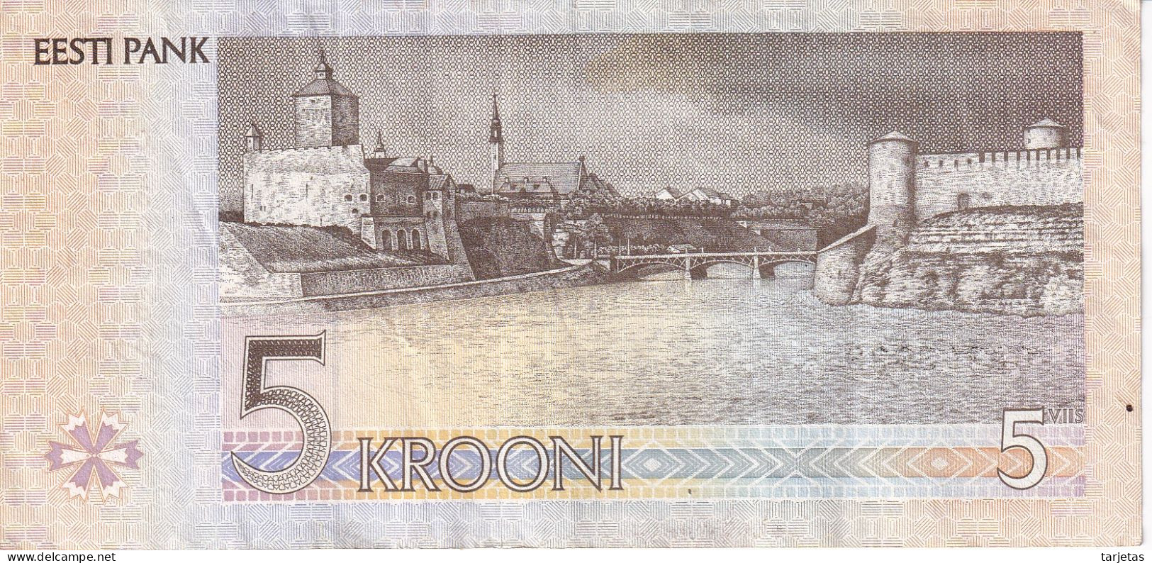 BILLETE DE ESTONIA DE 5 KROONI DEL AÑO 1994 (BANK NOTE) - Estland