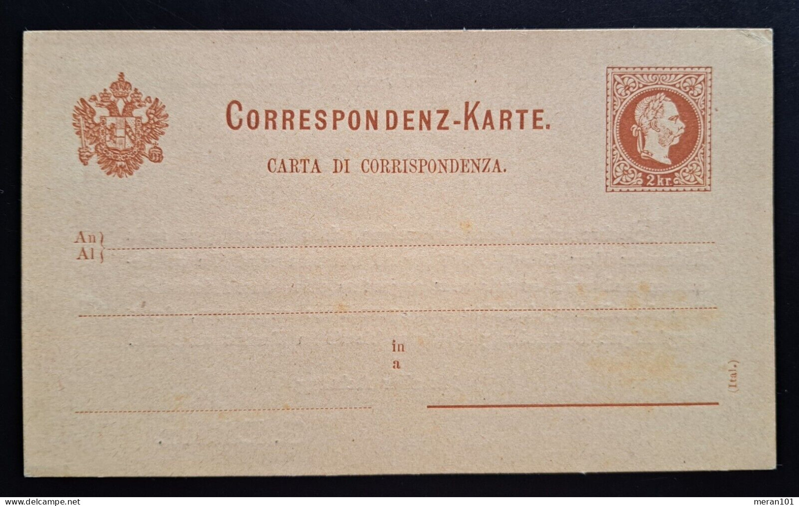 Österreich, Ganzsache Postkarte Braun 2 Kr. (Ital.) Privater Zudruck - Brieven En Documenten