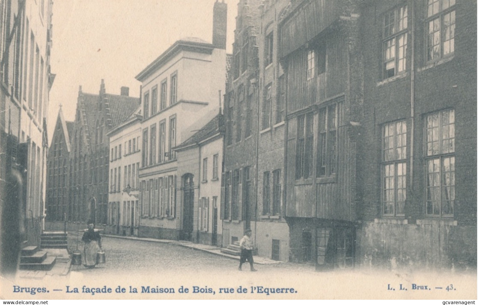 BRUGGE. LA FACADE DE LA MAISON DE BOIS , RUE DE L'EQUERRE.    2 SCANS - Brugge