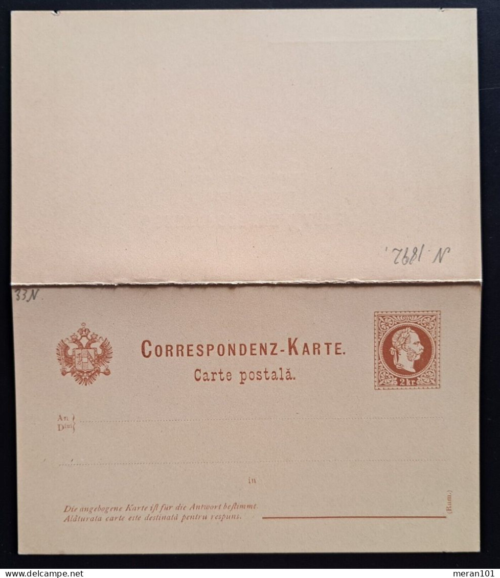 Österreich, Ganzsache Postkarte 2/2 Kr (Rum.) Neudruck - Covers & Documents