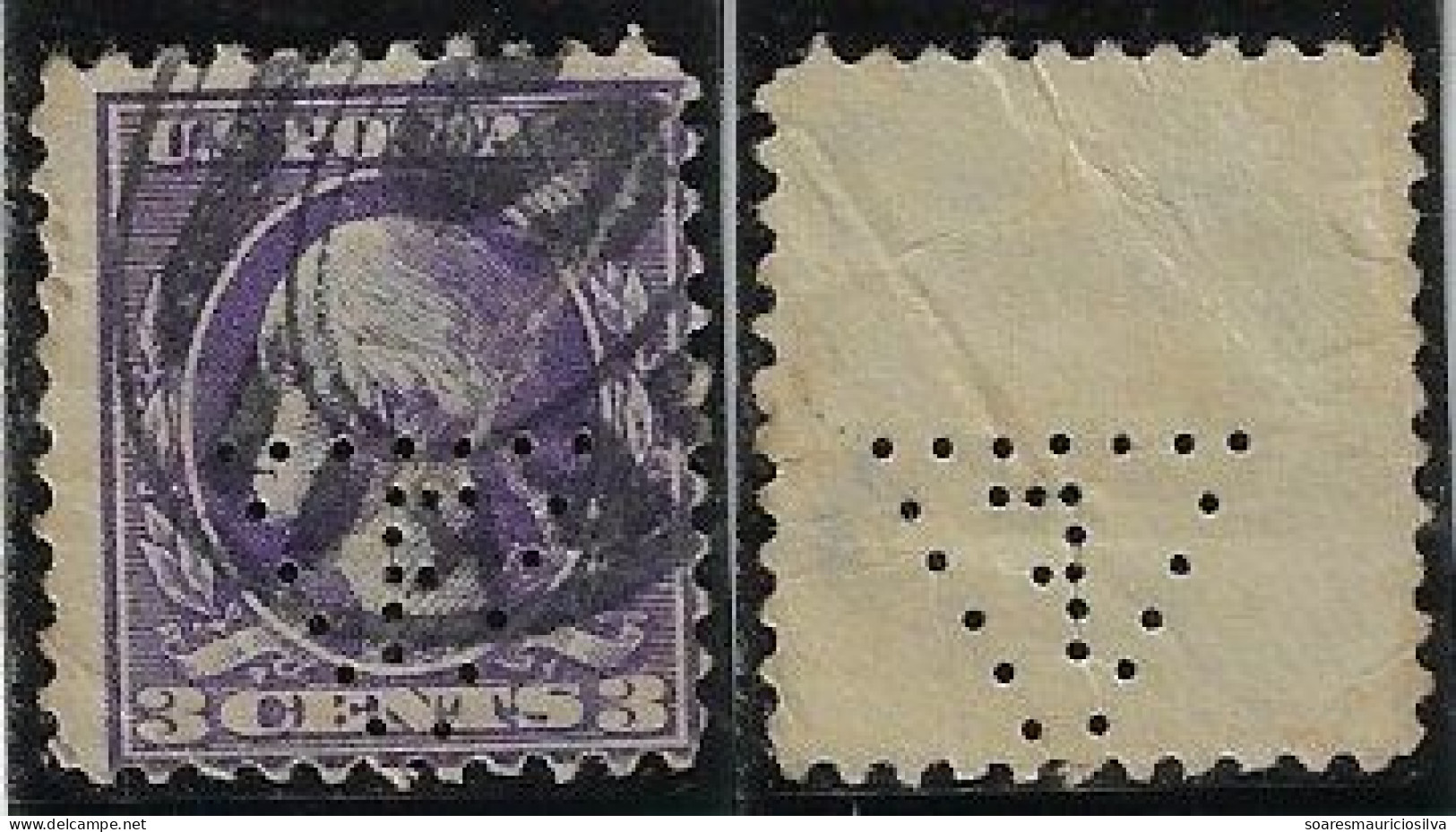 USA United States Stamp With Perfin F Triangle By The Fairbanks Company from New York Geometry Math lochung Perfore - Perfin