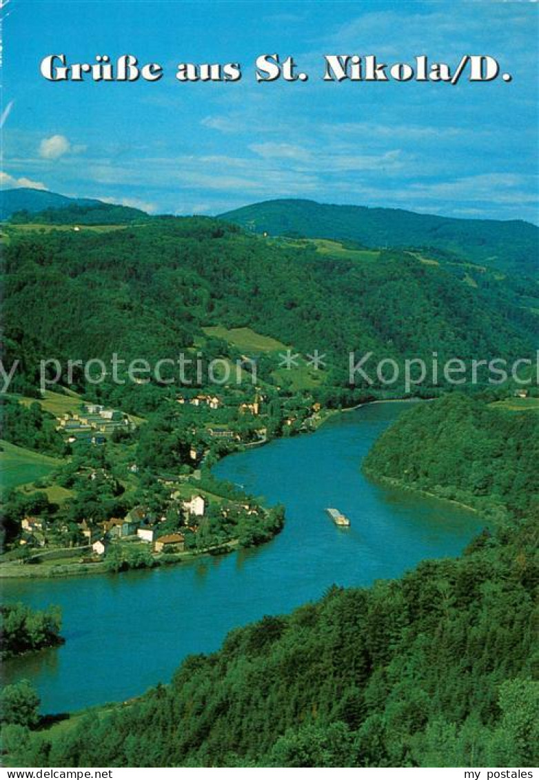 73707956 St Nikola An Der Donau Fliegeraufnahme Mit Hotel Zur Post St Nikola An  - Sonstige & Ohne Zuordnung