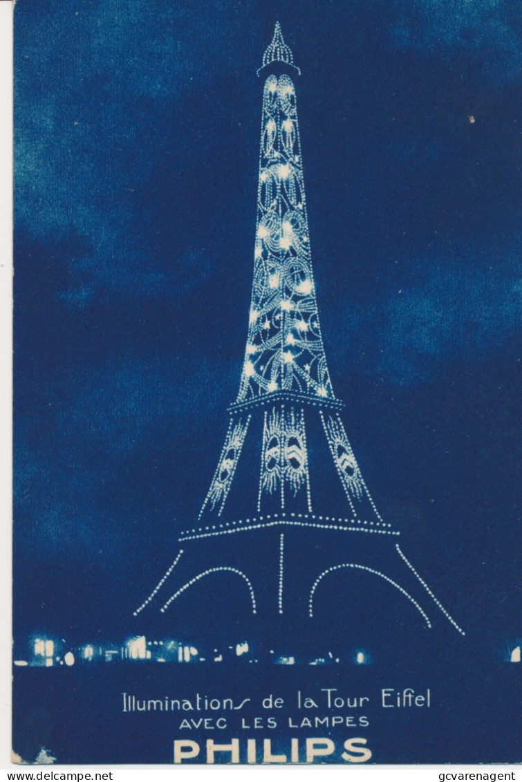 RECLAME.  ILLUMINATION DE LA TOUR EIFEL AVEC LES LAMPES. PHILIPS.        2 SCANS - Pubblicitari