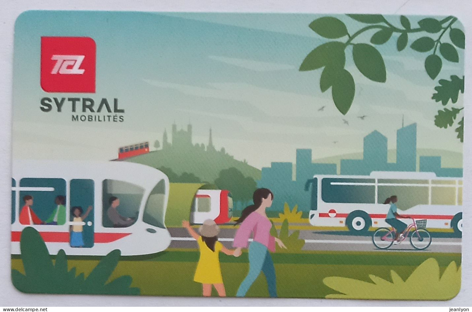 Ticket Bus Tramway Métro Lyon TCL SYTRAL Rechargeable - Verso Vert - Billet Sans Contact Utilisé - Europe