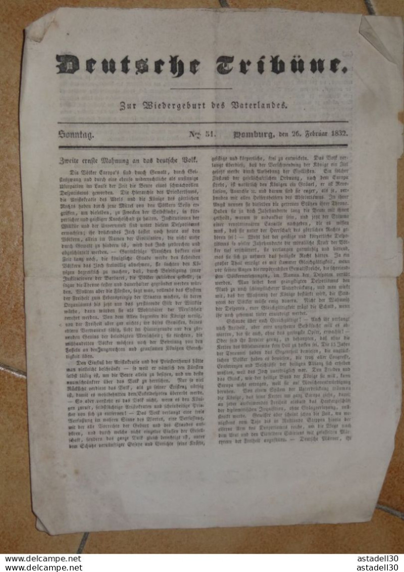 7 Journaux THE DEUTSCHE TRIBUNE, Jaar 1832   ............PHI......... Caisse-40 - Otros & Sin Clasificación