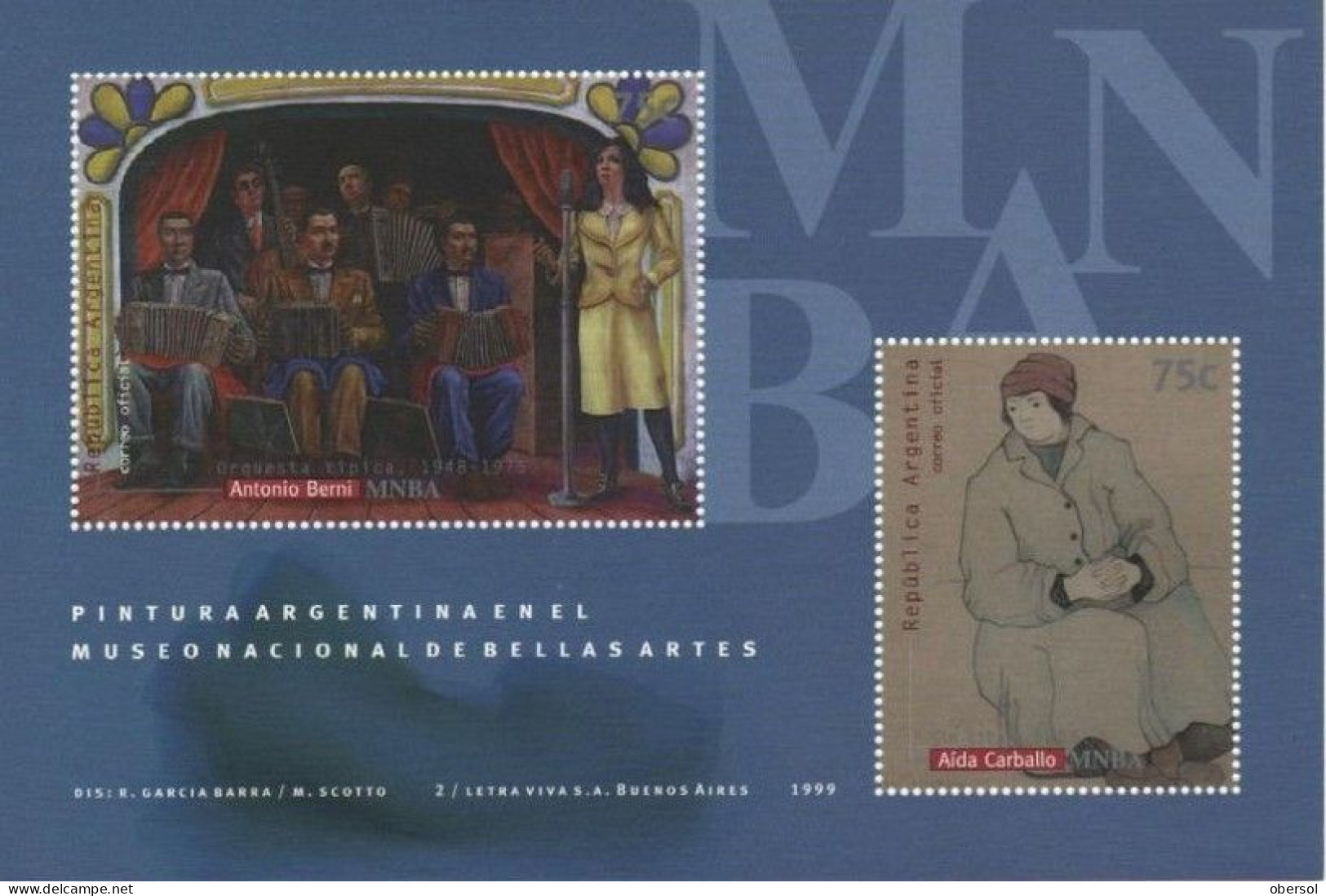 Argentina 1999 Art Museums Paintings Souvenir Sheet (1) MNH - Nuovi