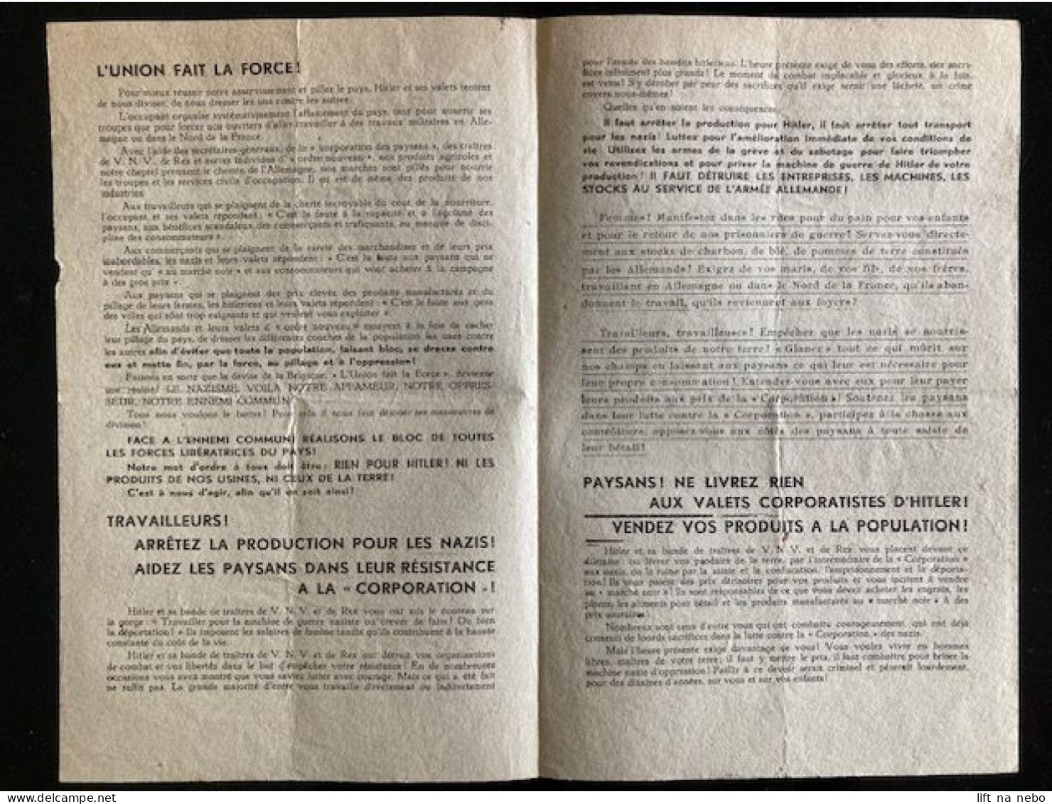 Tract Presse Clandestine Résistance Belge WWII WW2 'Solidarité Dans Le Combat!' 4 Pages - Documentos