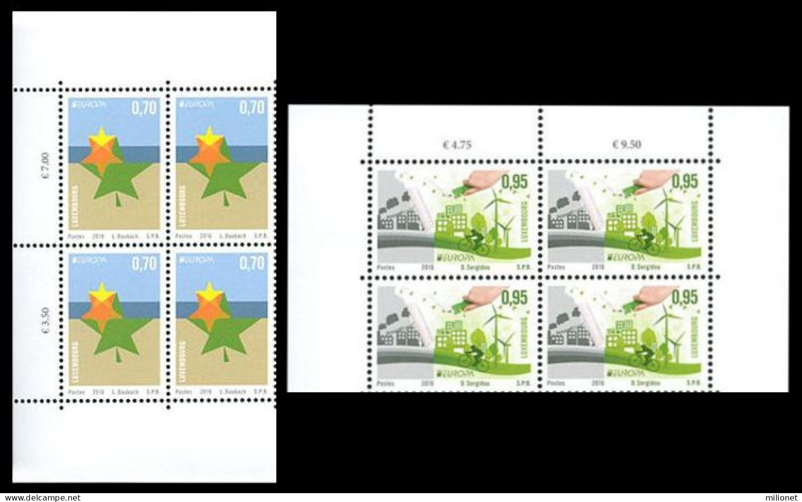 SALE!!! LUXEMBURGO LUXEMBOURG LUXEMBURG 2016 EUROPA CEPT Think Green 2 Blocks Of 4 Stamps MNH ** - 2016