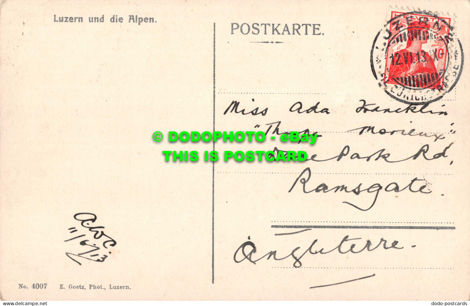 R551493 Luzern U. Die Alpen. E. Goetz. No. 4007 - Mundo