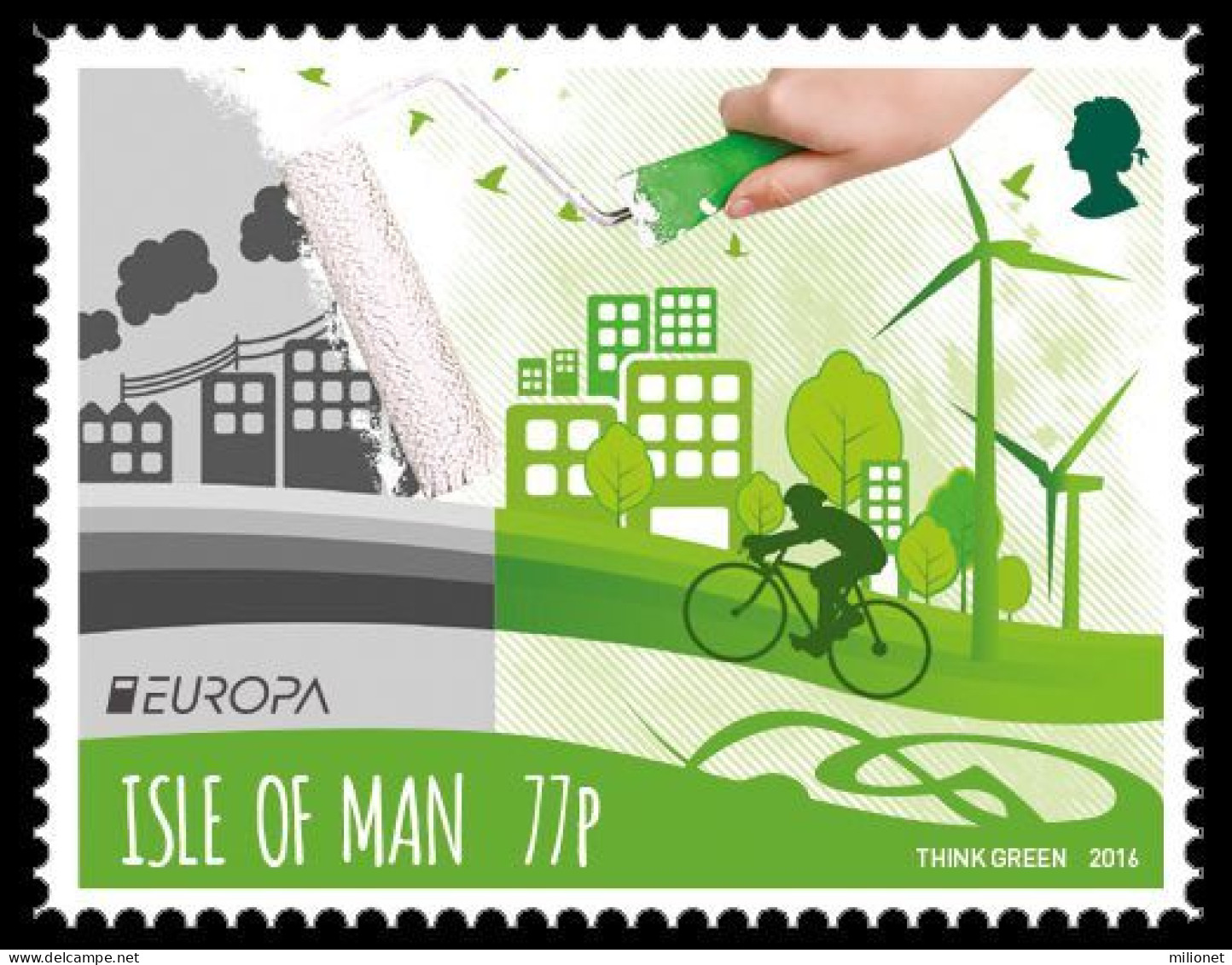 SALE!!! ISLA DE MAN ISLE OF MAN INSEL MAN 2016 EUROPA CEPT Think Green 1 Stamp With "EUROPA" Logo MNH ** - 2016