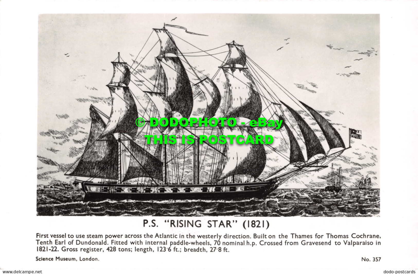 R551506 P. S. Rising Star 1821. First Vessel To Use Steam Power Across Atlantic. - Mundo