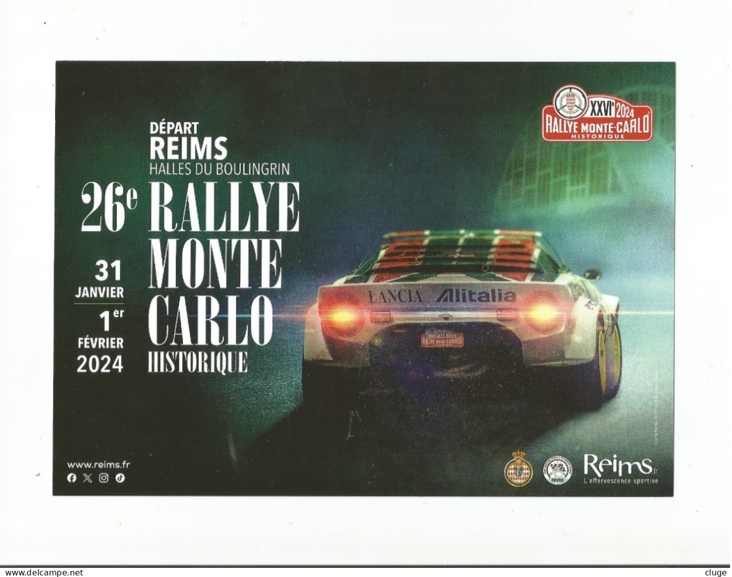 RALLYE MONTE CARLO Historique 2024 Reims   -  Lancia Stratos  ( Calendrier )  Vue Recto Verso - Tamaño Grande : 2001-...