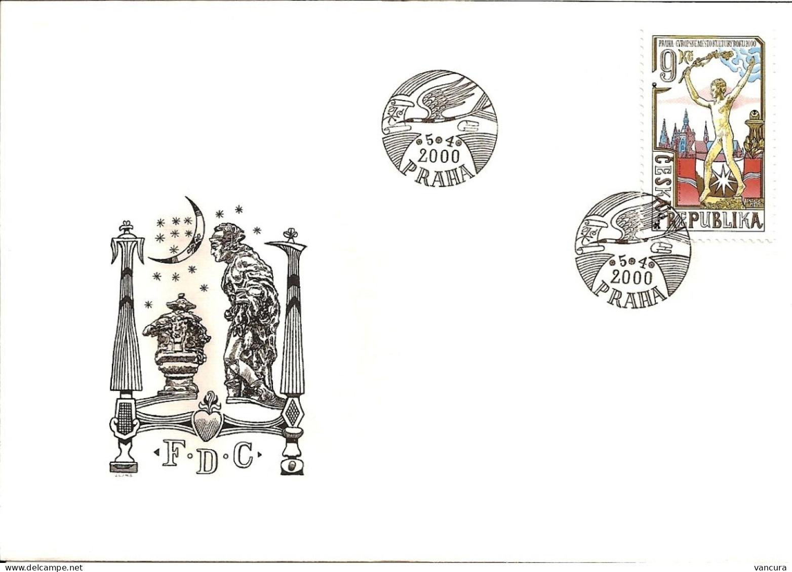 FDC 250-2 Czech Republic Prague, European City Of Culture 2000 NOTICE POOR SCANS, BUT THE FDC'S ARE PERFECT. - Escultura