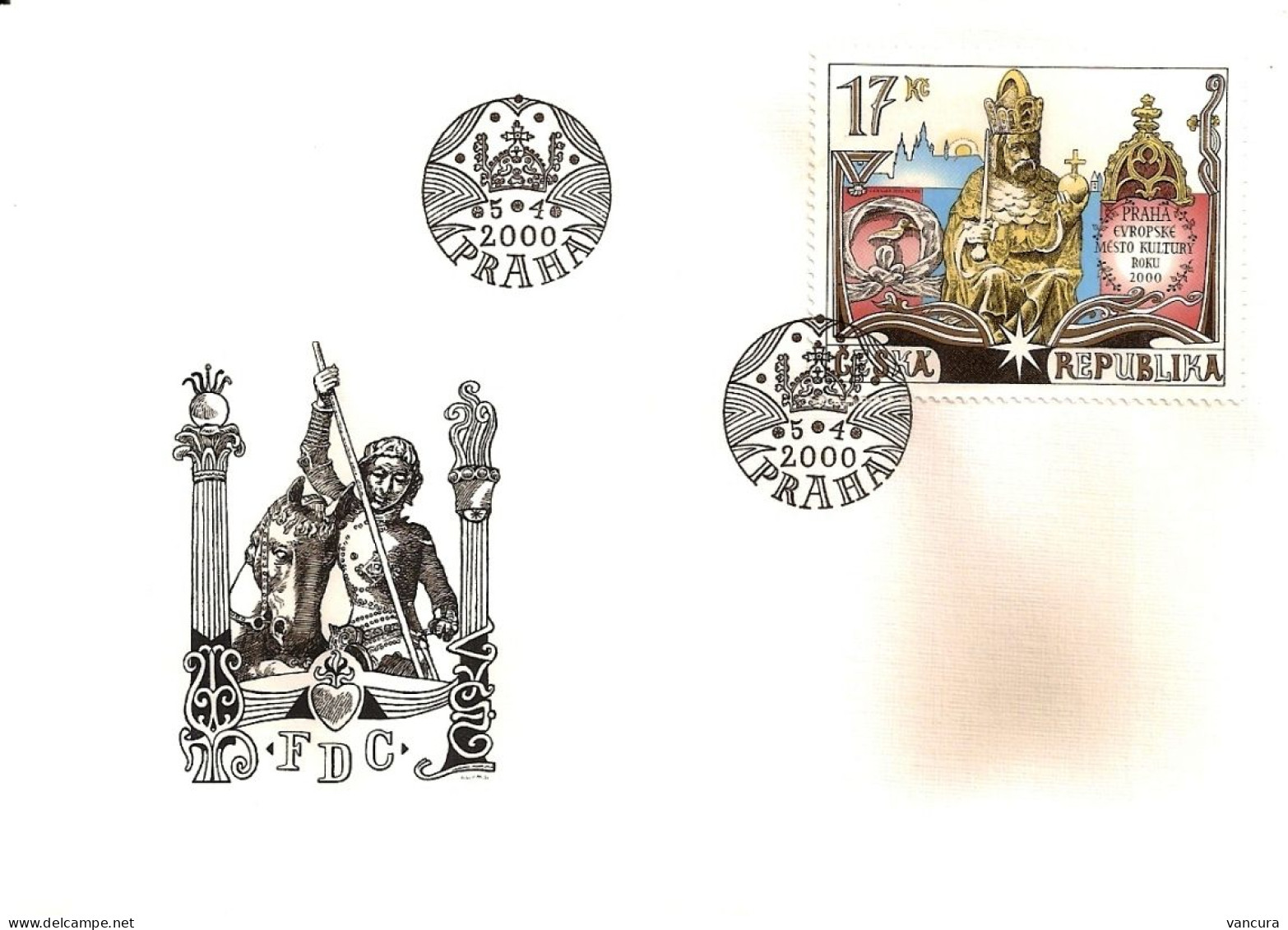 FDC 250-2 Czech Republic Prague, European City Of Culture 2000 NOTICE POOR SCANS, BUT THE FDC'S ARE PERFECT. - Sculpture