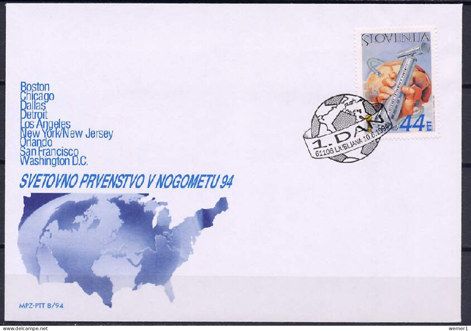 Slovenia 1994 Football Soccer World Cup Stamp On FDC - 1994 – Estados Unidos