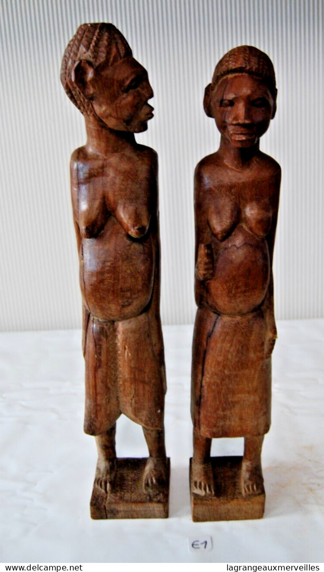 E1 Ancien Couple Buste Africain - Outil Ancien - Ethnique - Tribal H42 - Afrikaanse Kunst