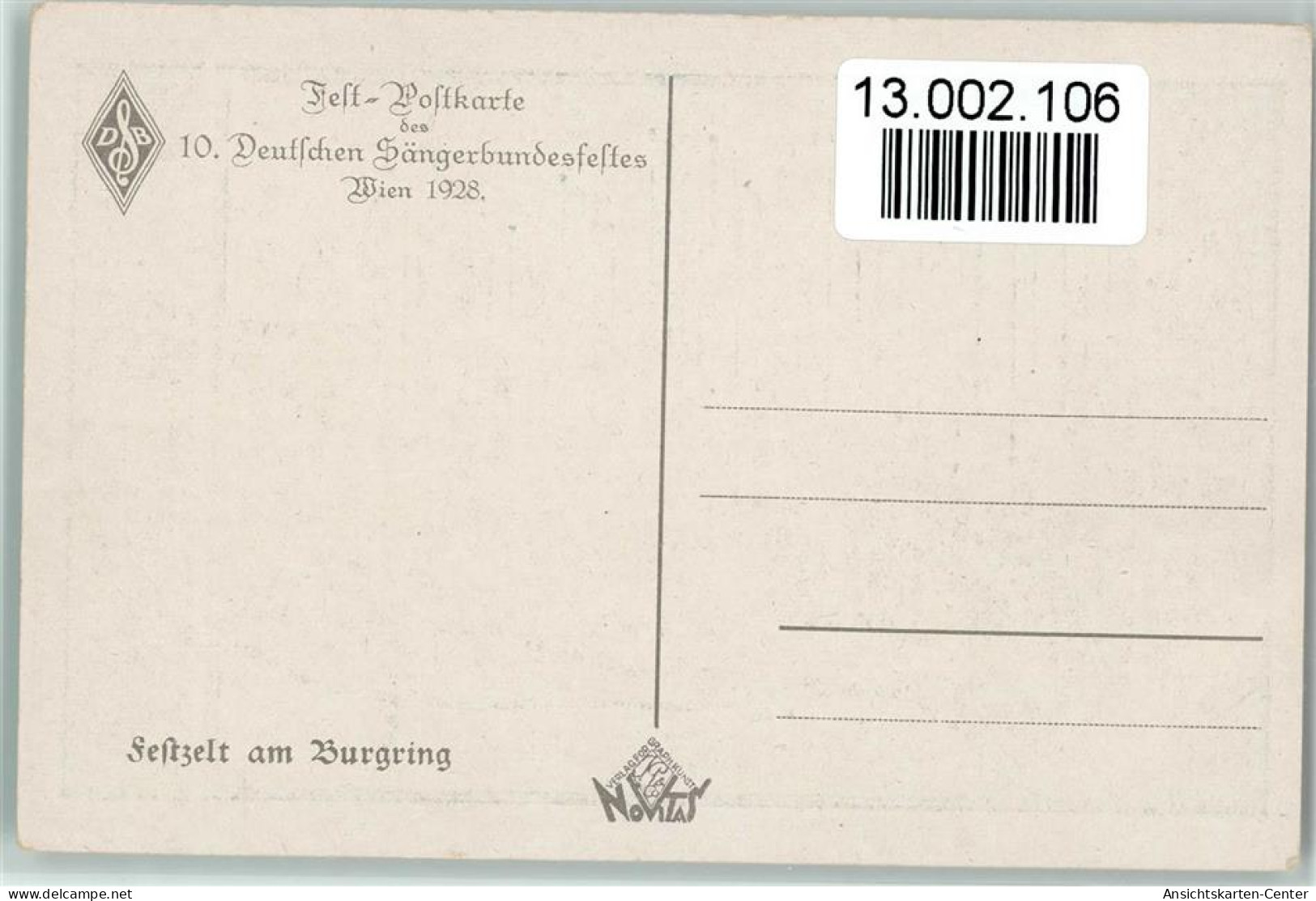 13002106 - Saengerfeste Wien 1928 - X. Dt. - Zangers En Musicus