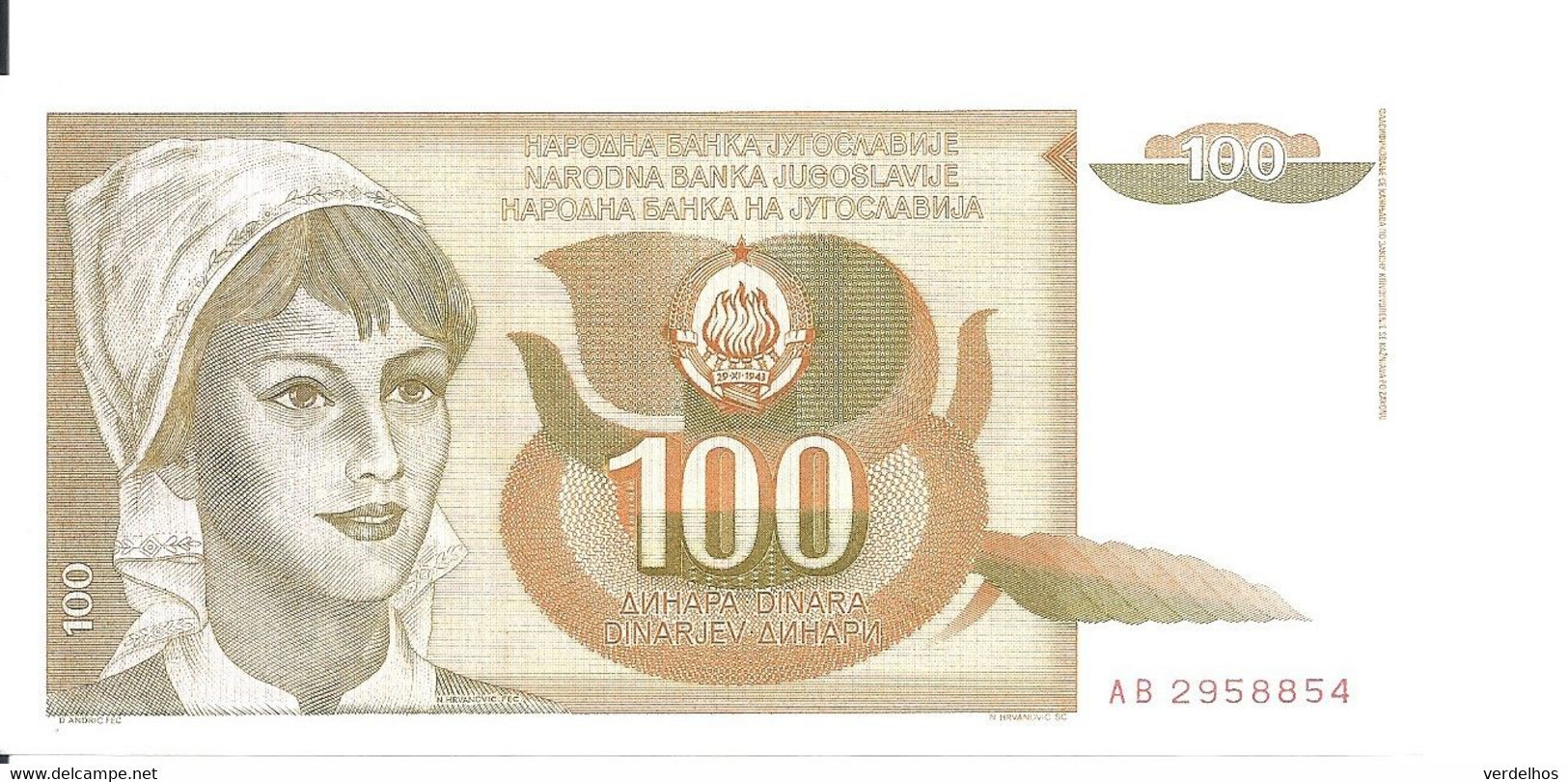 YOUGOSLAVIE 100 DINARA 1990 UNC P 105 - Jugoslawien