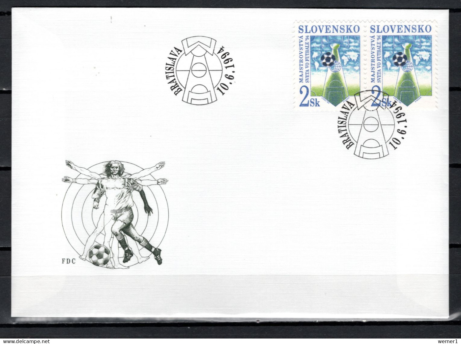 Slovakia 1994 Football Soccer World Cup 2 Stamps On FDC - 1994 – Vereinigte Staaten