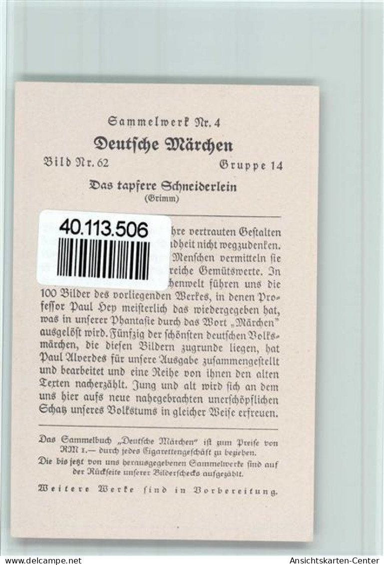 40113506 - Maerchen Das Tapefre Schneiderlein - Vertellingen, Fabels & Legenden