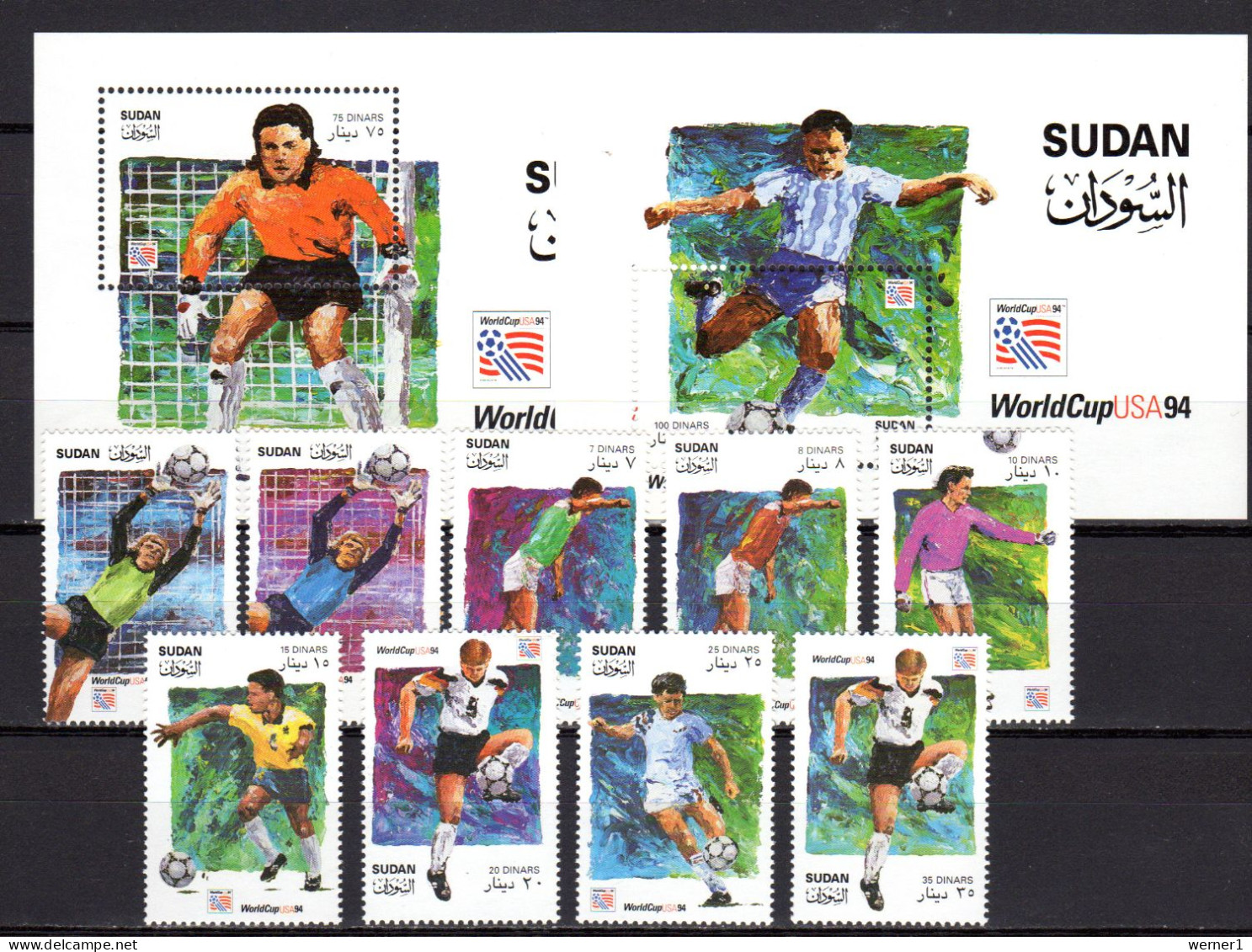Suda 1995 Football Soccer World Cup Set Of 9 + 2 S/s MNH - 1994 – Verenigde Staten
