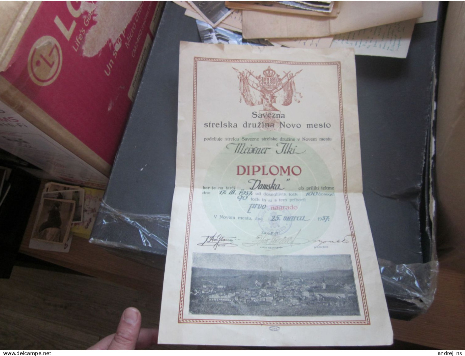 Novo Mesto Diplomo Savezna Strelska Druzina Novo Mesto 1937shooting Team Diploma - Slovénie