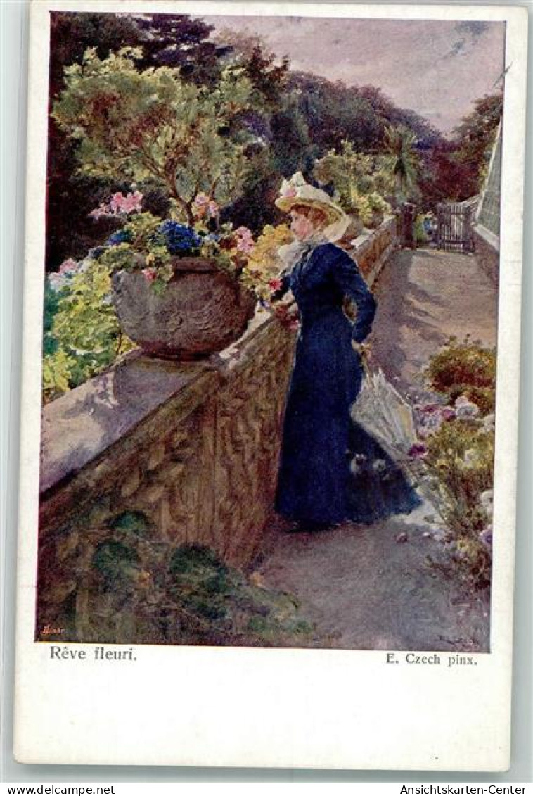 39628306 - Sign. Czech Blumiger Traum Frau In Einem Suedlaendischen Garten B.K.W.I. No. 1337 - Other & Unclassified