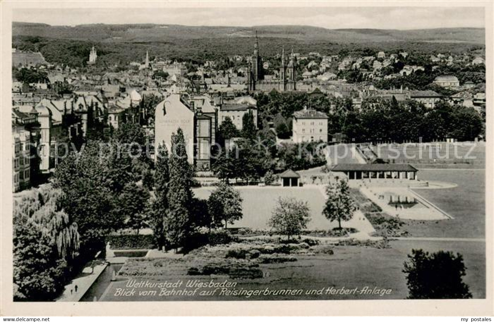 73707433 Wiesbaden Blick Vom Bahnhof Auf Riesingerbrunnen Und Herbert-Anlage Wie - Wiesbaden